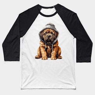 Winter Mastiff Dog Baseball T-Shirt